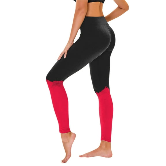 JSKUMAR Women's Gradient Print Comfortable Leggings High Waist Stretchy Skinny Yoga Pants Full Length Gym Leggings Watermelon Red,XL