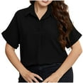 thumbnail image 1 of JSKUMAR Women's Plus Tops Short Sleeve Loose Fit Casual Shirts Pullover Blouses Black,XXL, 1 of 7