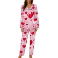 thumbnail image 1 of JSKUMAR Women's Sleepwear Cotton Pj Set Cute Heart Print Long Sleeve Button Down Shirt With Long Pants Pajamas Set (Pink,XL), 1 of 6