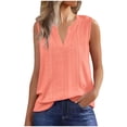 thumbnail image 1 of JSKUMAR Women's Tank Top Casual Sleeveless V Neck Loose Camisole Tops Dressy Eyelet Spring Summer Flowy Shirts Blouse (Orange,S), 1 of 9