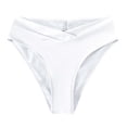 thumbnail image 1 of JSKUMAR Women's V Cross High Waist Full Coverage Bikini Bottom Mid Rise Ruched Sides Swimwear Bottoms (White,XL), 1 of 5