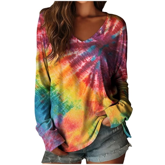 JSKUMAR Womens Floral Tops V Neck Long Sleeve Vintage Printed Casual Outfits Trendy Loose Pullover Shirts Fashion Blouses (Multicolor-19,L)