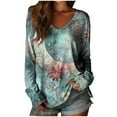 thumbnail image 1 of JSKUMAR Womens Floral Tops V Neck Long Sleeve Vintage Printed Casual Outfits Trendy Loose Pullover Shirts Fashion Blouses (Multicolor-20,S), 1 of 3