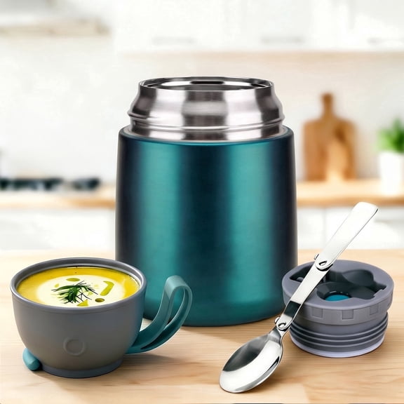 JSLOVE 17 oz Leakproof Thermal Food Jar for School Office Travel-Green