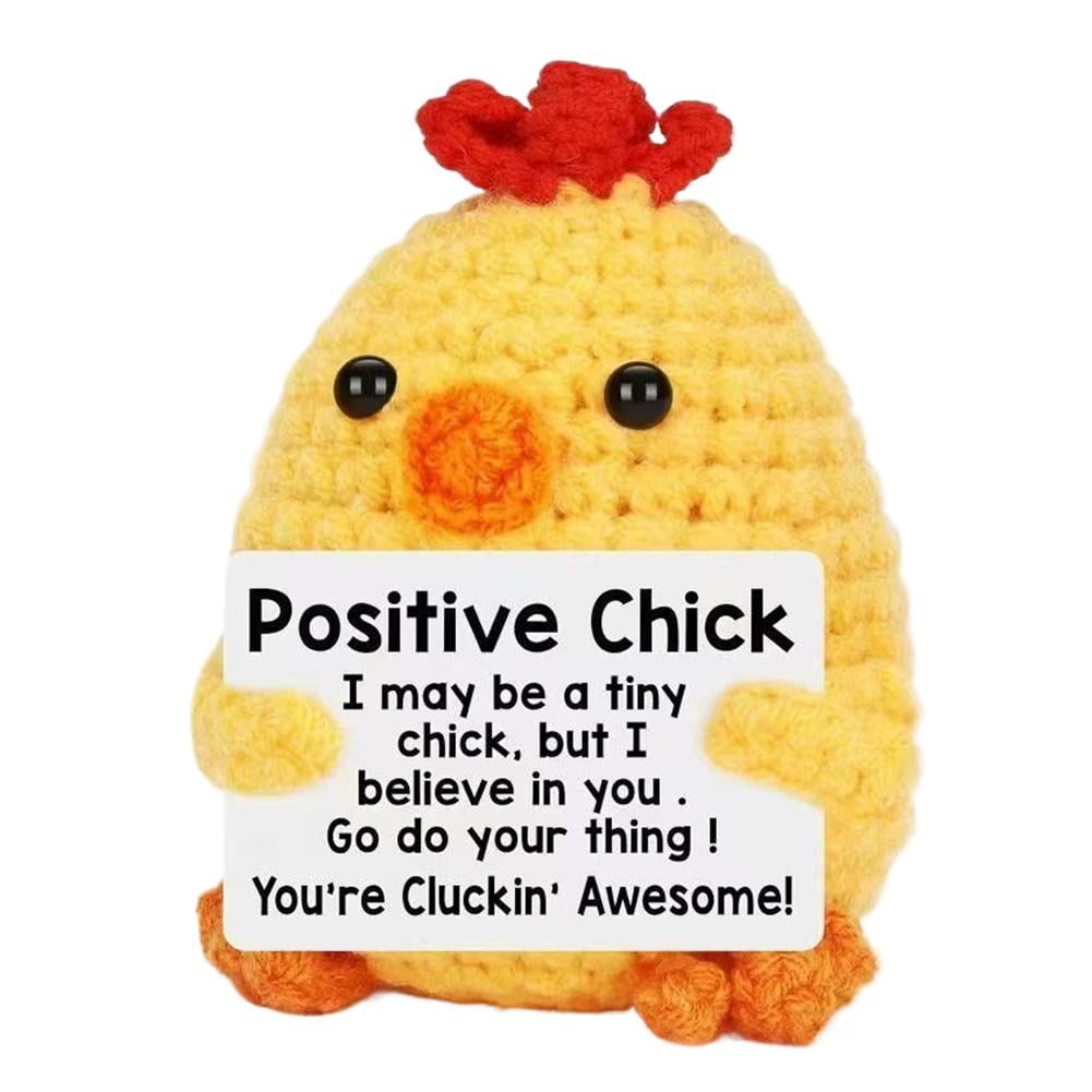 Positive Crochet Bee Plush Toy - Handmade Encouragement Gift With Inspirational Message, Yellow