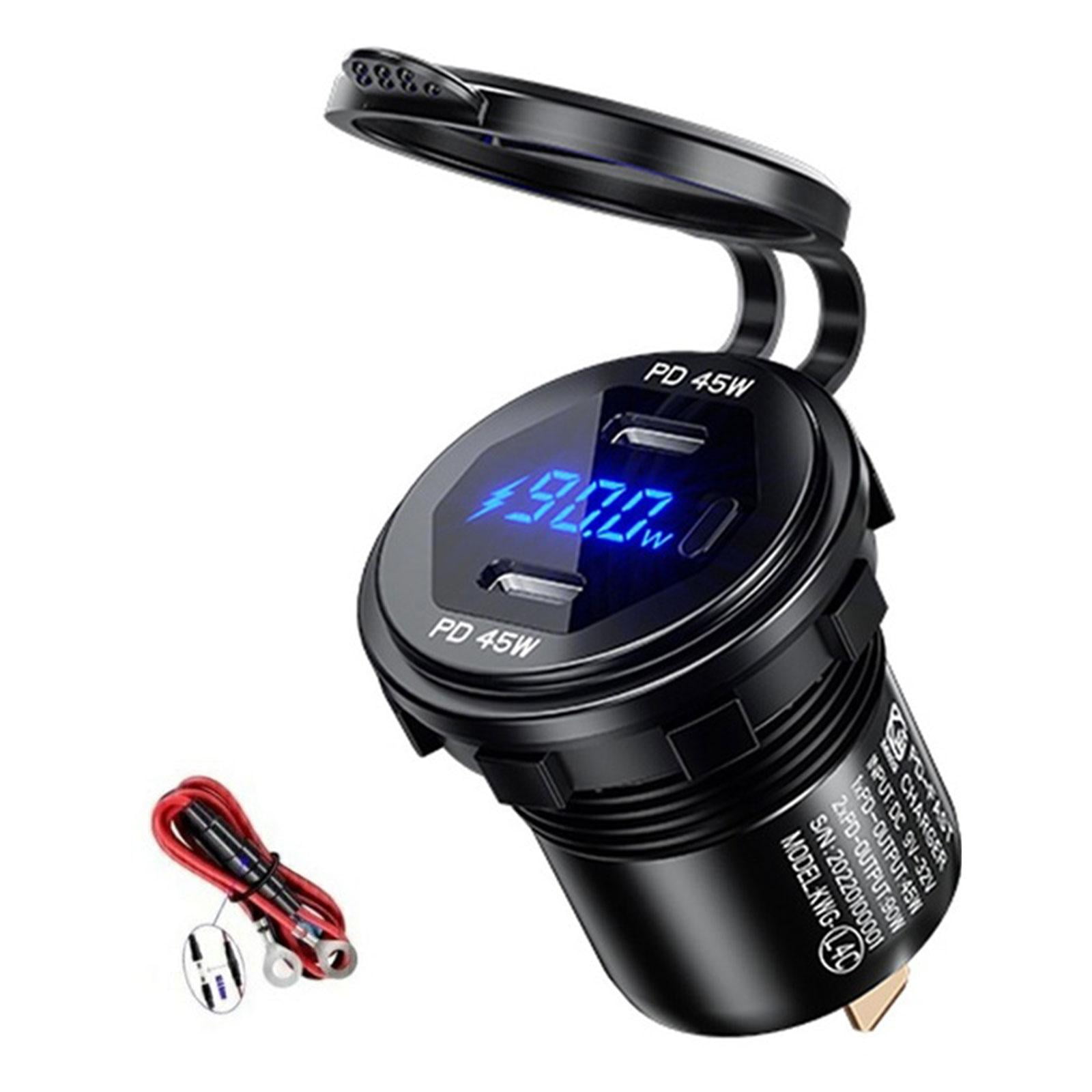 JSNKJLMN Dual QC 3.0 USB + PD 12v/24v TypeC Fast Car Charger Power