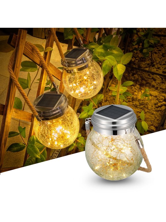 1 Pack Solar Hanging Lanterns, LED Solar Garden Lanterns, Solar Outdoor Christmas Lights for Eaves, Patio, Fence, Pathway