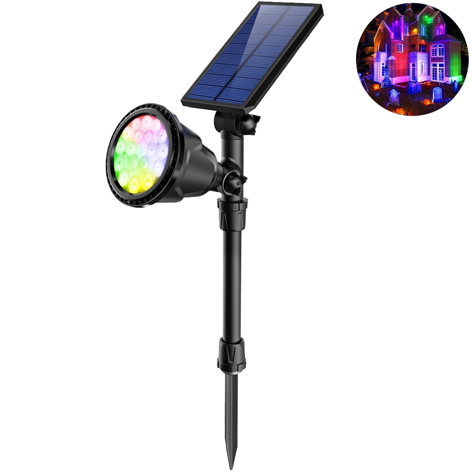 JSOT 1 Pack Solar Spot Lights Outdoor Waterproof, Color Changing LED Solar Landscape Spotlights, IP65 Waterproof Outdoor Lighting for Yard, Garden, Pathway, Halloween, Christmas