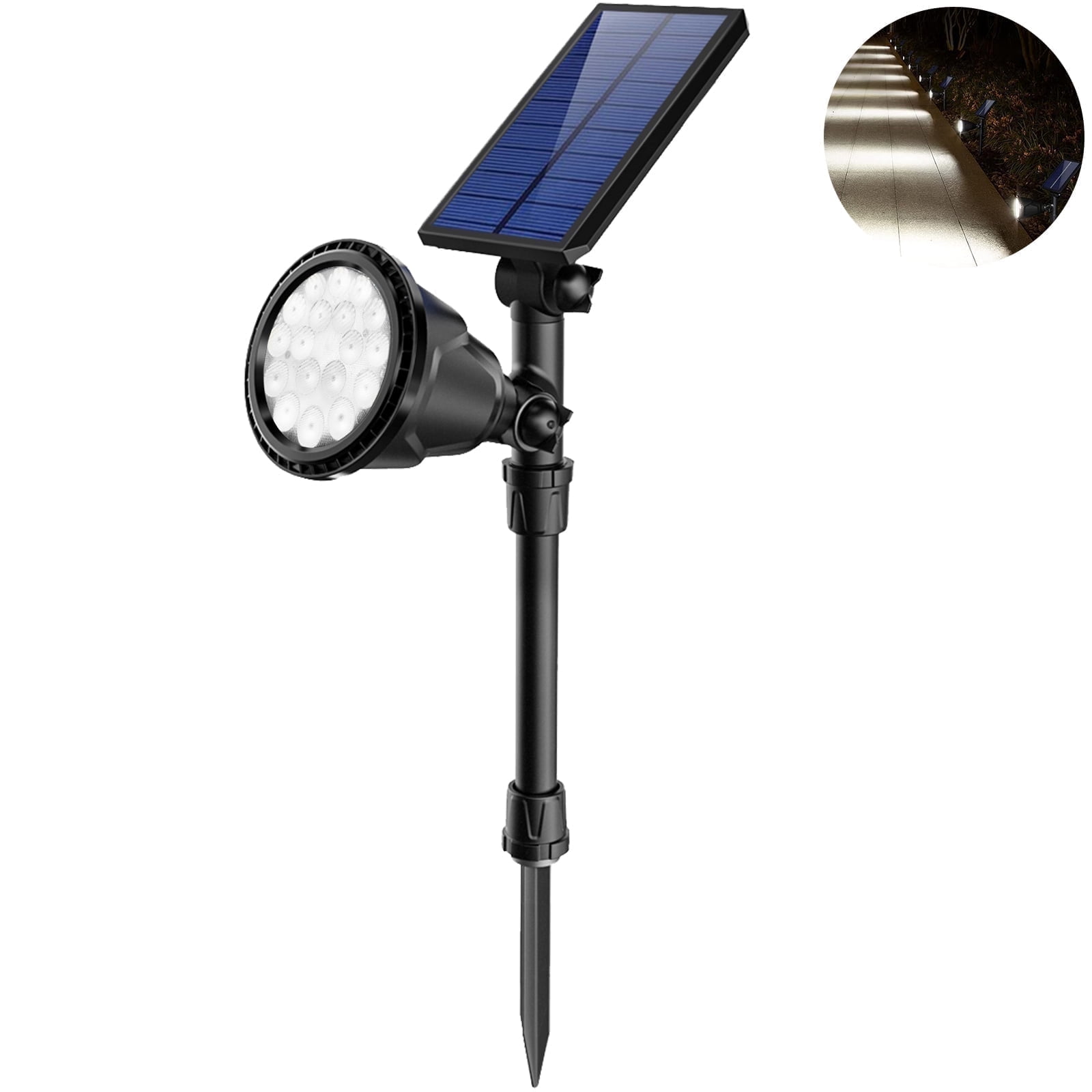 JSOT 1 Pack Solar Spot Lights Outdoor, 600lm Solar Flood Lights, LED Solar Landscape Spotlights for Garden Walkway Yard Porch, Driveway, Pathway, Lawn, Pool, White Light
