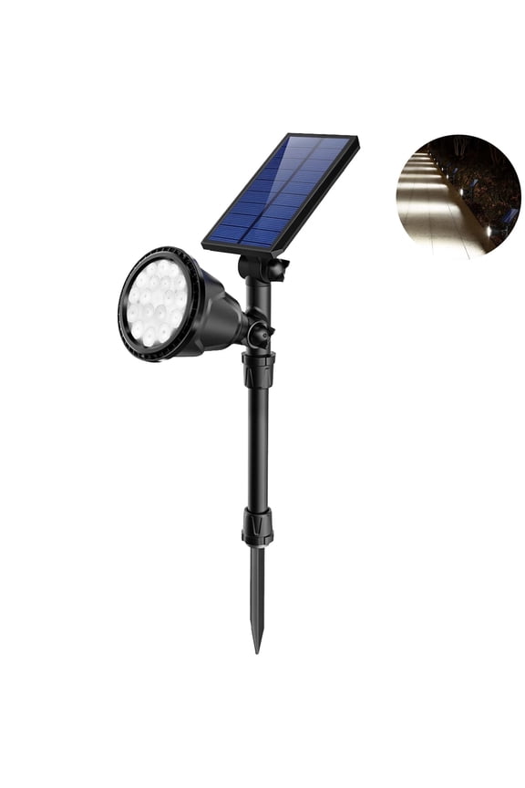 1 Pack Solar Spot Lights Outdoor, 600lm Solar Flood Lights, LED Solar Landscape Spotlights for Garden Walkway Yard Porch, Driveway, Pathway, Lawn, Pool, White Light