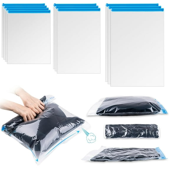 JSOT 10 Pack Compression Bags, Travel Accessories Vacuum Storage Bags, Jumbo Space Saver Bags for Clothes, No Vacuum or Pump Needed, Travel Essentials, Home Packing Organizers