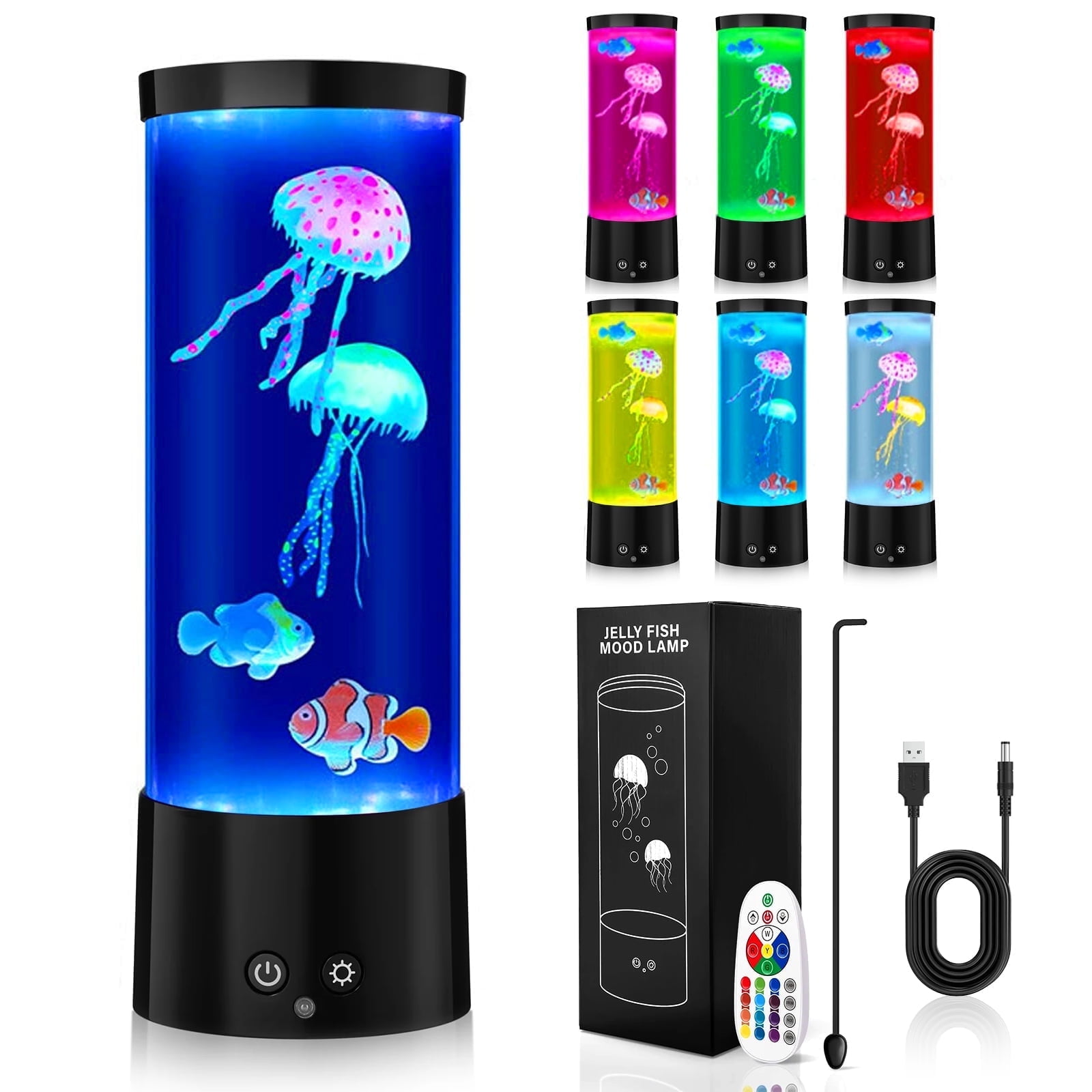 JSOT 11.6 inch LED Jellyfish Lamp with Remote Control, 17 Color Changing 4 Mode Jellyfish Light, Fantasy LED Jellyfish Lava Lamp, Fake Jellyfish Aquarium Night Light for Kids
