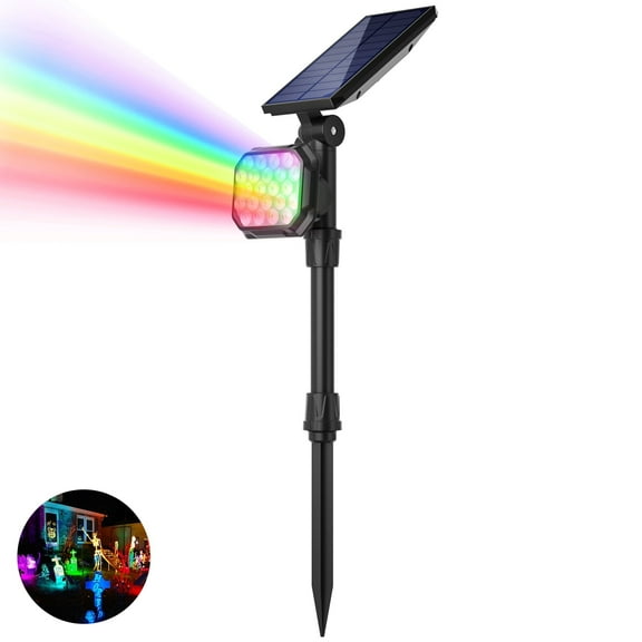 JSOT 1PCS 700lm Solar Lights Outdoor Waterproof, Color Changing LED Solar Landscape Spotlights, IP65 Waterproof Outdoor Lighting for Yard, Garden, Pathway, Halloween
