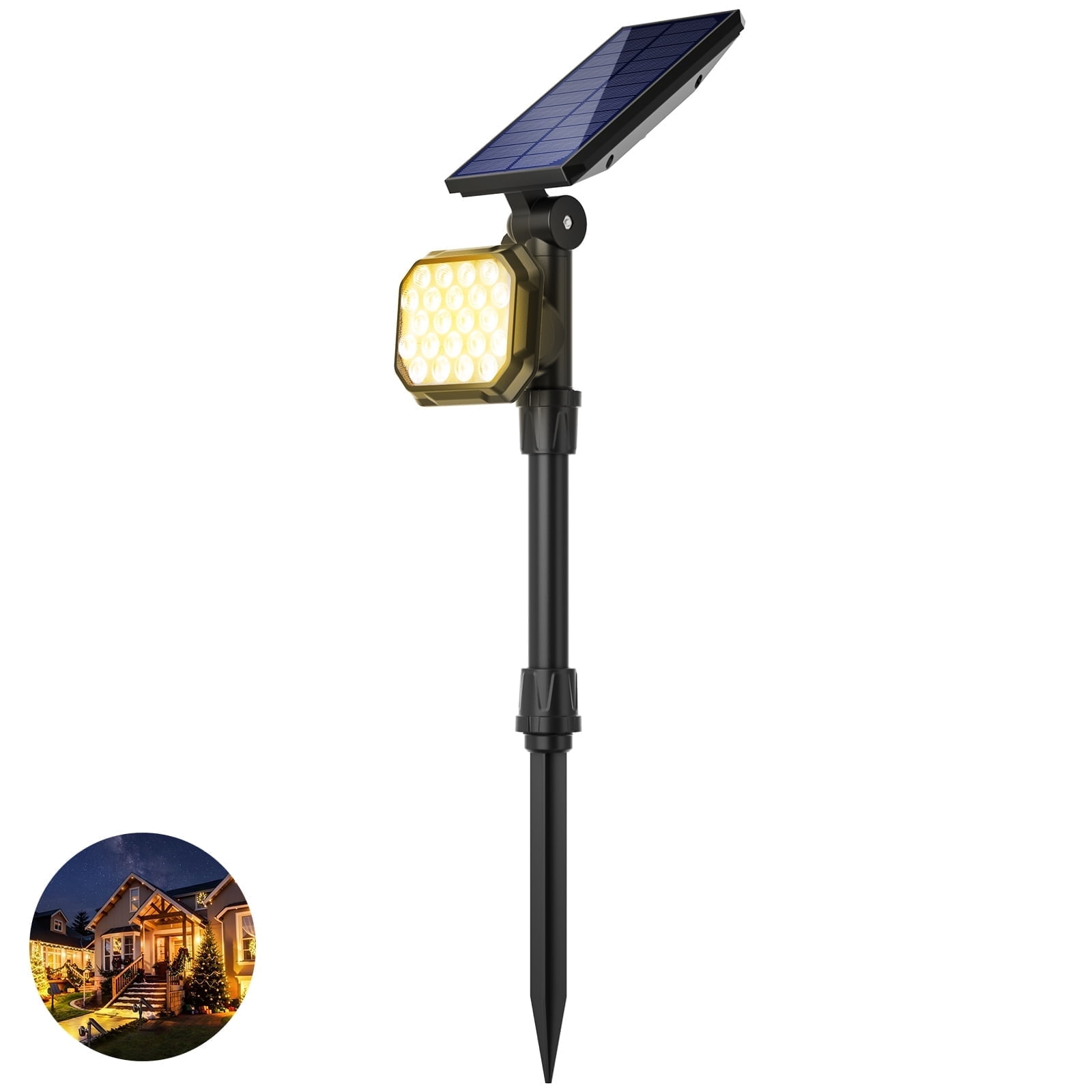 JSOT 1PCS 700lm Solar Lights Outdoor, LED Landscape Spotlights for Garden Walkway Yard Porch, Driveway, Pathway, Lawn, Pool, Warm Light