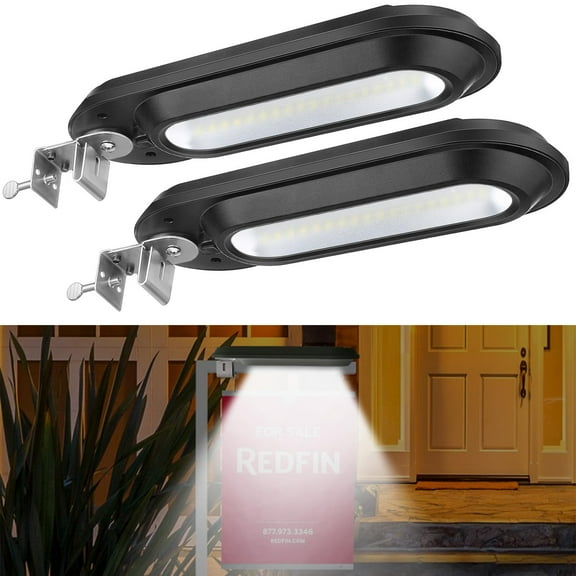 JSOT 2 Pack Solar Gutter Lights, Bright Solar Powered Outdoor Lights, Night Light for Eaves, Garden, Pathway, White Light