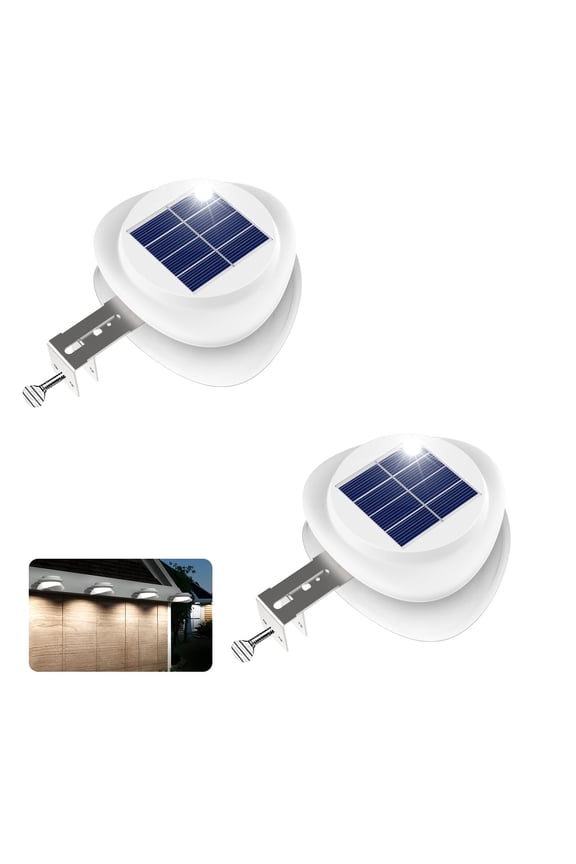 2 Pack Solar Gutter Lights, Solar UFO Lights for Eaves, Backyard, Garage, White Shell White Light