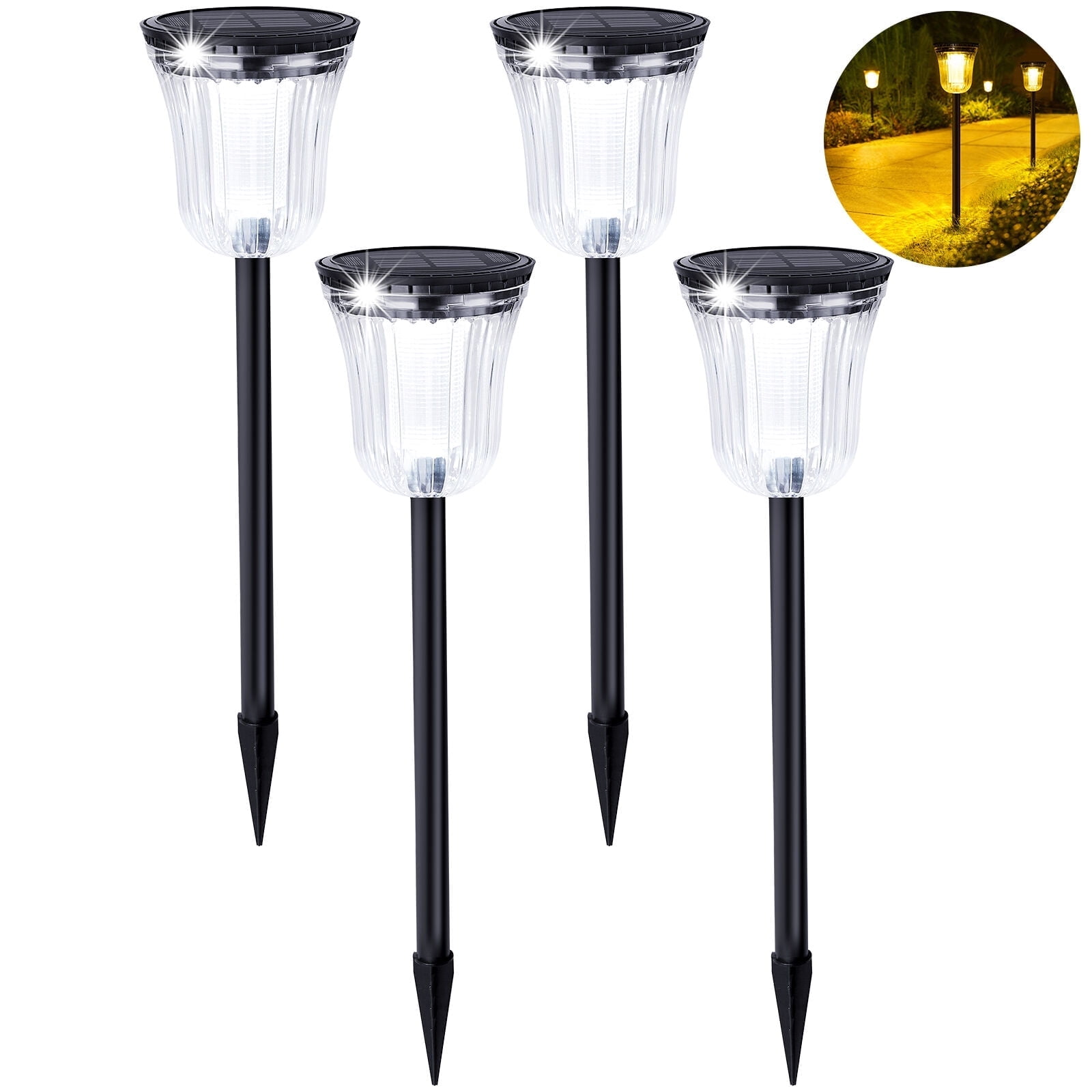 Modern Black Solar LED Pathway Lights Multipack