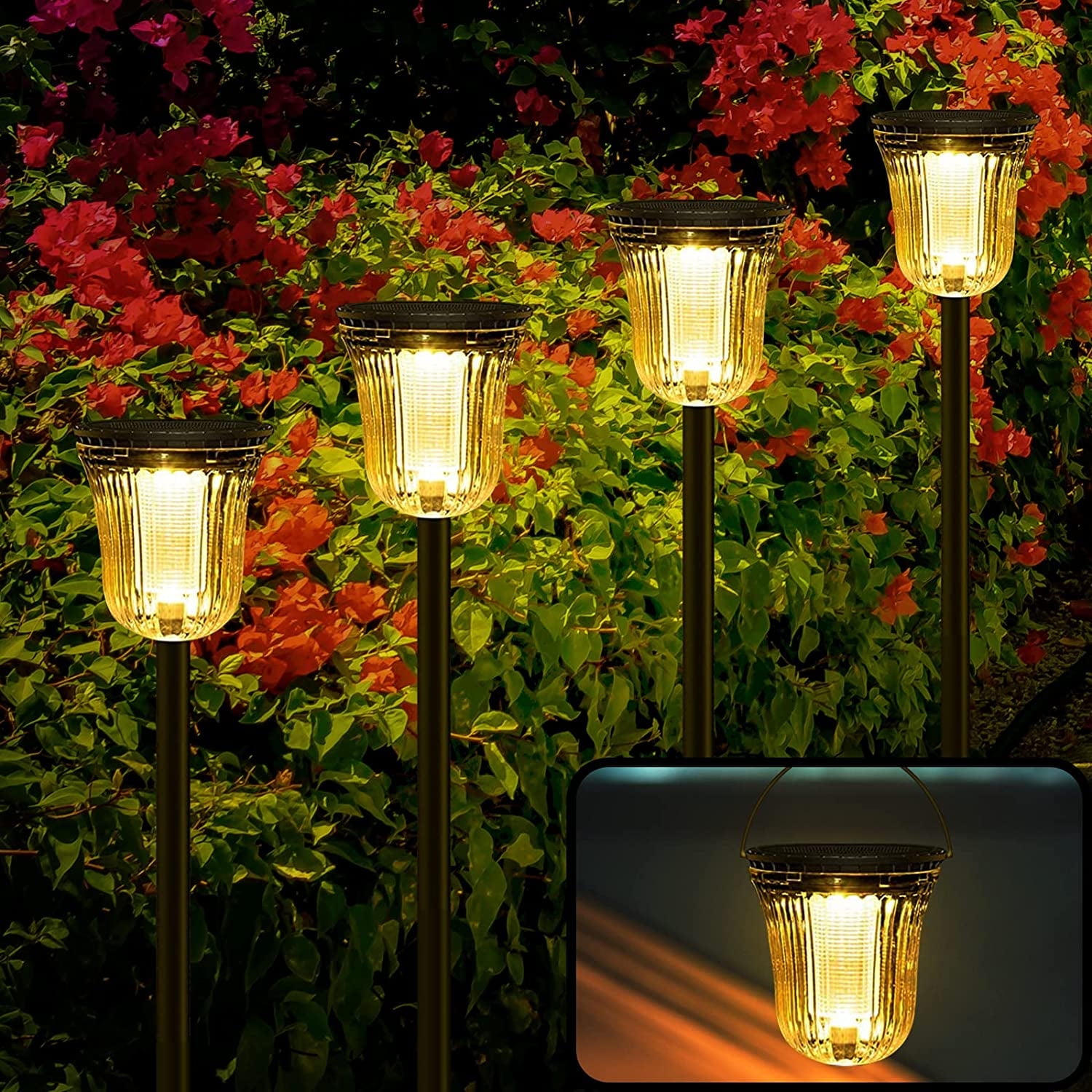 Modern Black Solar LED Pathway Lights Multipack
