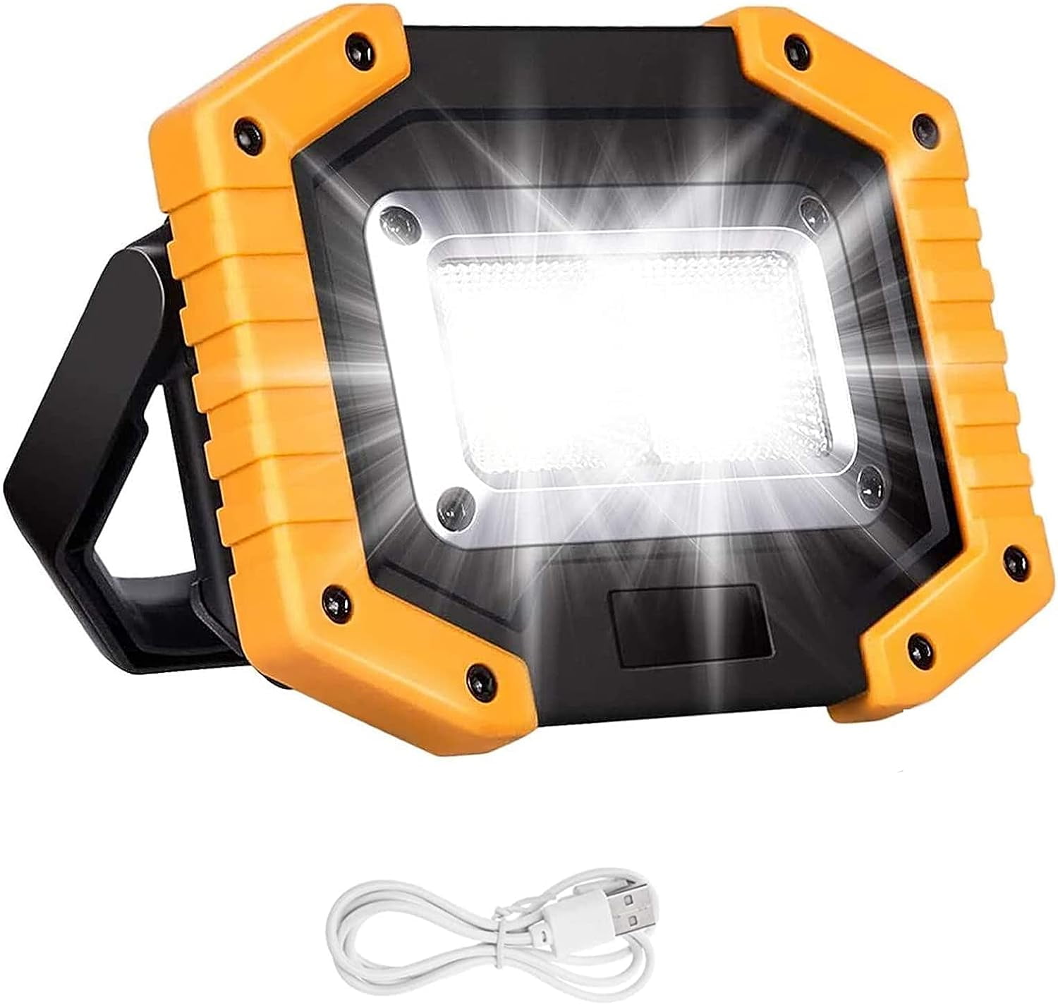 JSOT 30W Rechargeable Portable Work Light, 2000LM Handheld LED Work Lights with Stand, 3 Modes Battery Powered COB Flood Lights for Outdoor Camping Garage