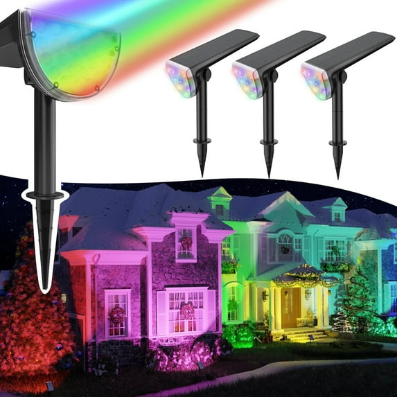 JSOT Solar Spotlight Outdoor Waterproof, 4 Pack RGB Color Changing Landscape Lights for Outside, Solar Powered Garden Decor Spotlights with Stakes for Walkway Lawn Patio Pathway