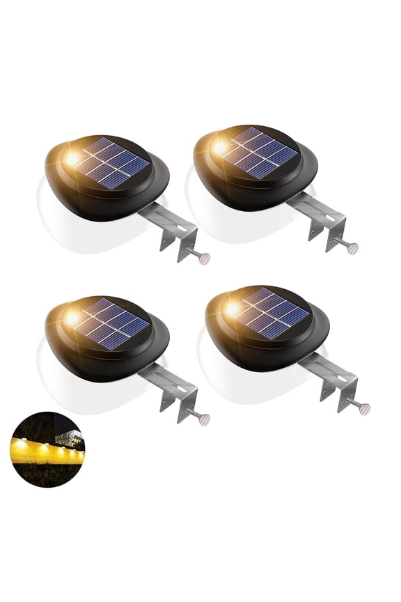 4 Pack Solar Gutter Lights, Solar UFO Lights for Eaves, Backyard, Garage, Black Shell Warm Light