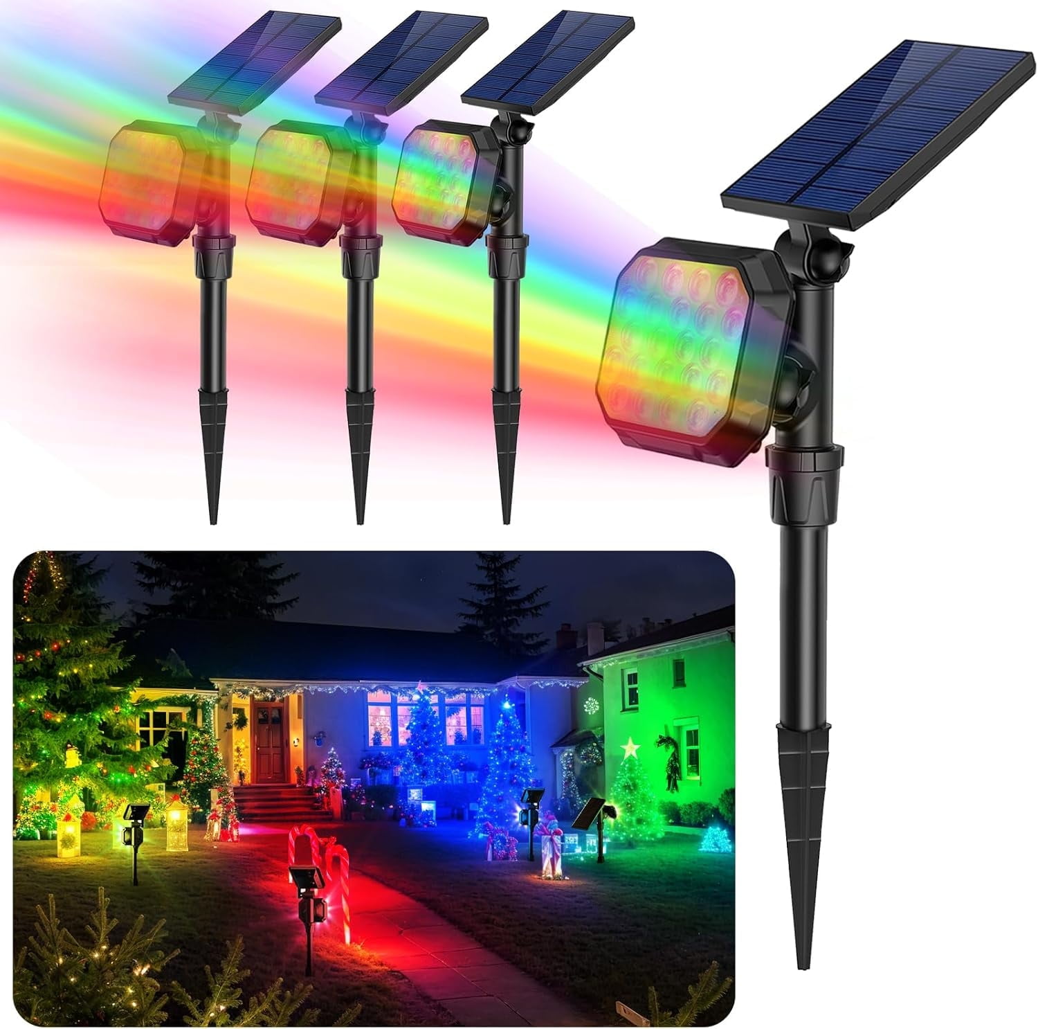 Colorful LED Solar Pathway Spot Lights Multipack