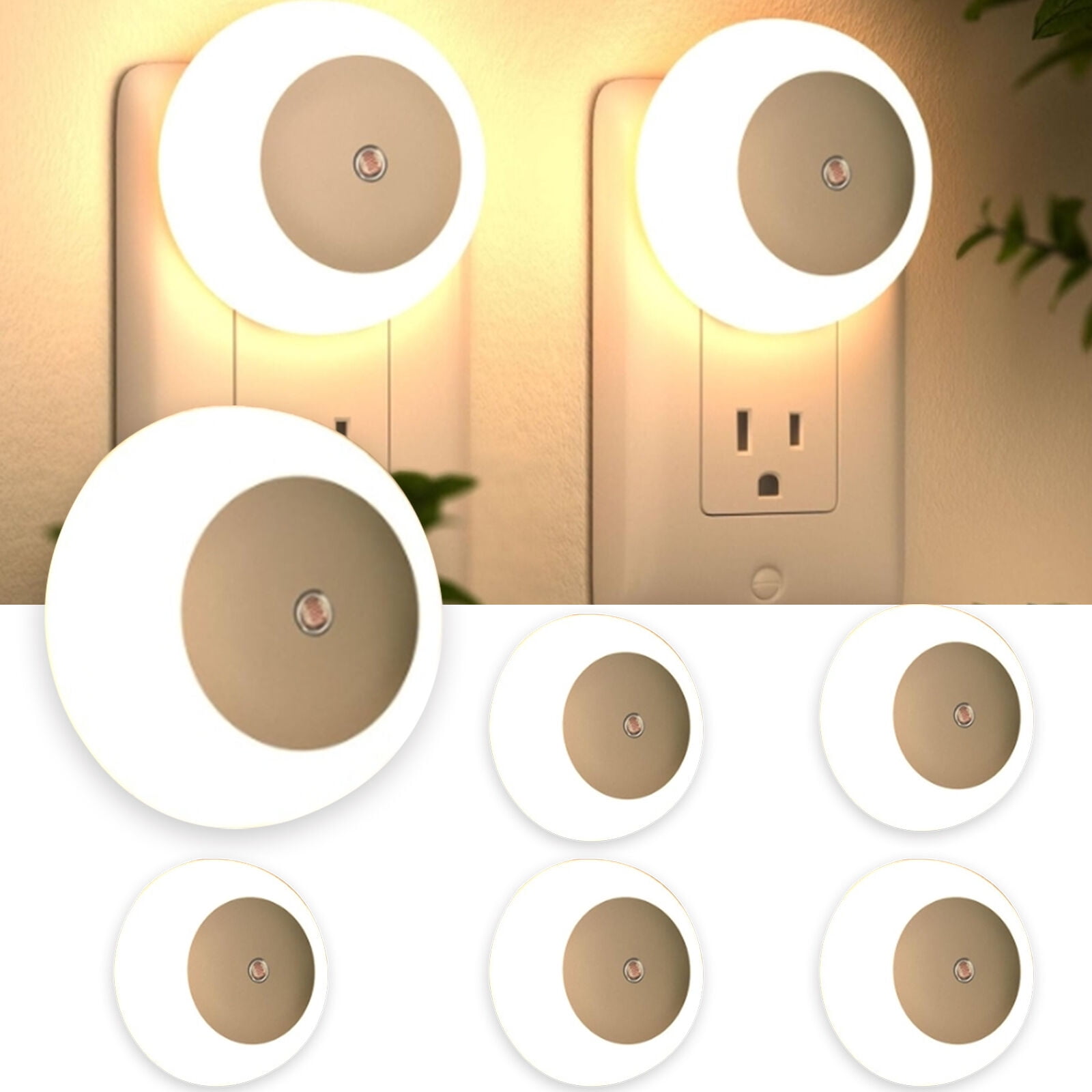 JSOT 6 Pack Plug In LED Night Light, Dusk to Dawn Sensor Warm White Led Light Plug into Wall, 0.5W Nightlight for Nursery, Bedroom, Bathroom, Hallway, Kitchen