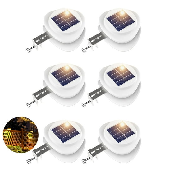 JSOT 6 Pack Solar Gutter Lights, Solar UFO Lights for Eaves, Backyard, Garage, White Shell Warm Light