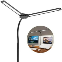 JSOT Double Head LED Desk Light, LED Desk Lamp for Home Office, 15 Lighting Modes Adjustable Flexible Gooseneck Clamp LED Lights for Bedroom, Gaming, Reading, Working, Black
