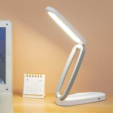 JSOT USB Rechargeable Desk Lamp, Foldable Portable LED Table Lamp, Touch Dimmable Brightness, 3 Color Modes Desk Lights for Home Office Working Reading Studying, White