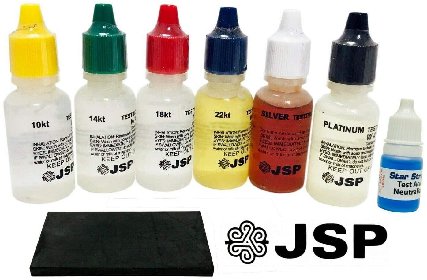 JSP Gold Silver Platinum Jewelry Acid Testing Kit Tester Test Scrap Neutralizer