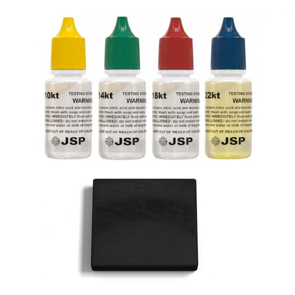 JSP Gold Jewelry Testing Acid 10k 14k 18k 22k Kit + Scratch Test Stone
