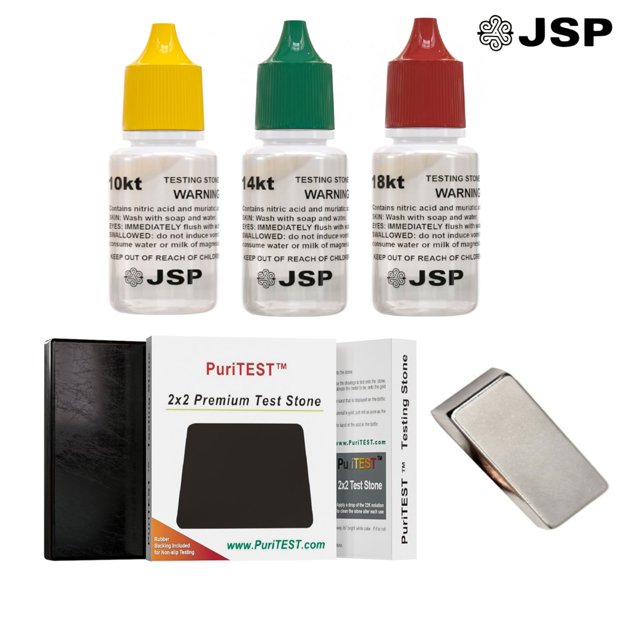 JSP Gold Testing Acid 10K 14K 18K Kit + Scratch Tester Stone