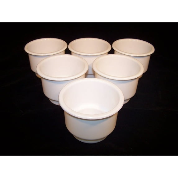JSP Manufacturing 3 5/8 WHITE Jumbo Cup Boat RV Car Truck Poker Pool Table Sofa Inserts Large Size (6 Pack)