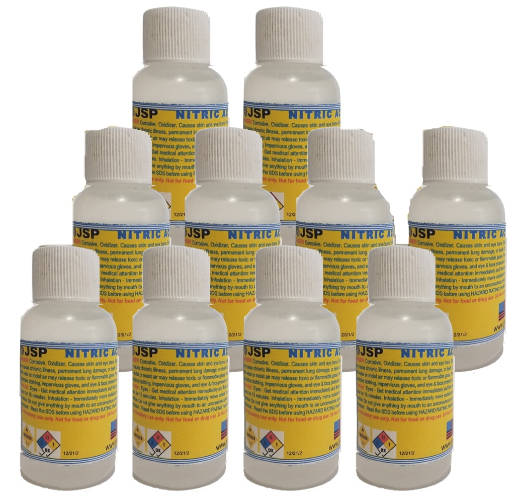 JSP NITRIC ACID 67% TECHNICAL GRADE 10 bottles <1oz each