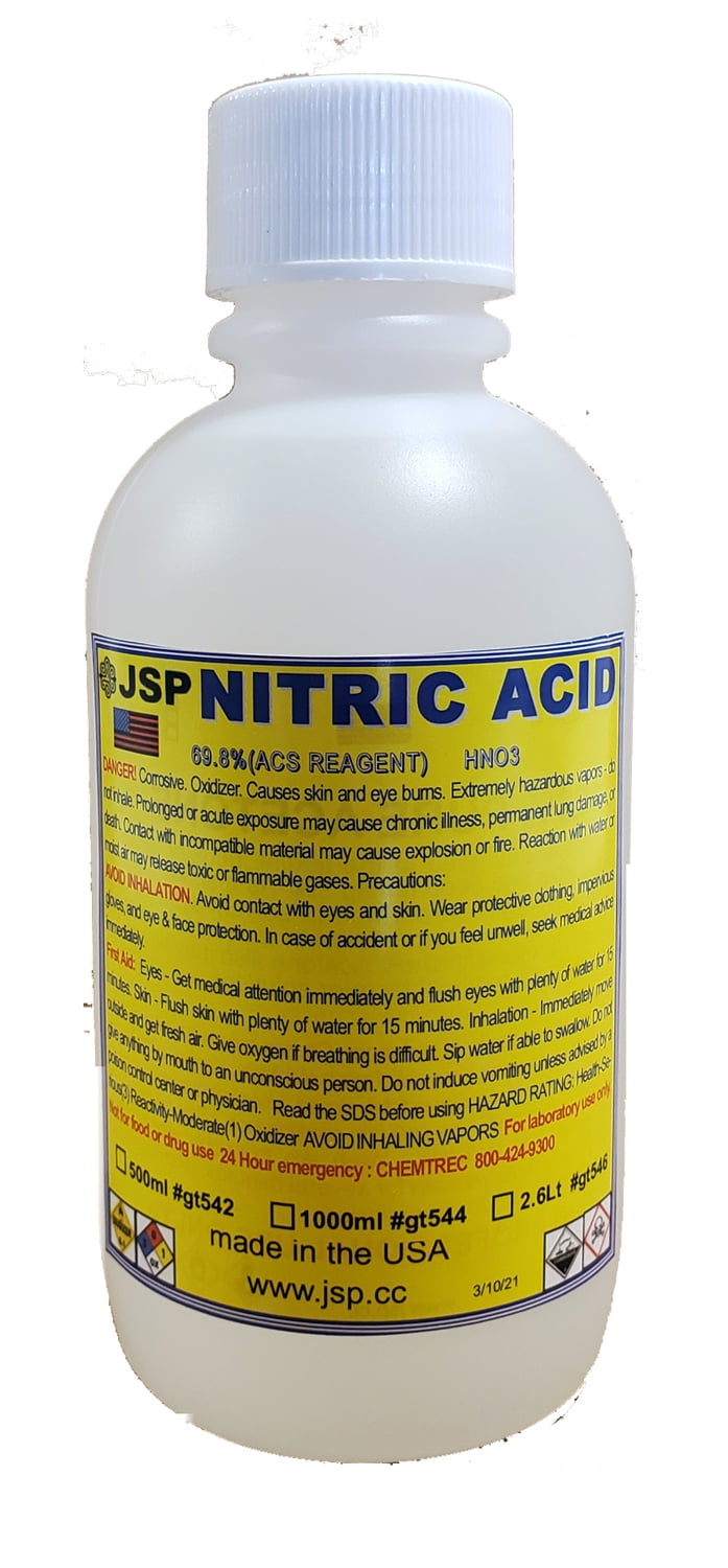 JSP Nitric(HNO3)Acid 67% 500mL CP Lab Grade Gold Silver Refining Ships Free