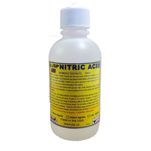 JSP Nitric(HNO3)Acid 67% 500mL CP Lab Grade Gold Silver Refining Ships Free