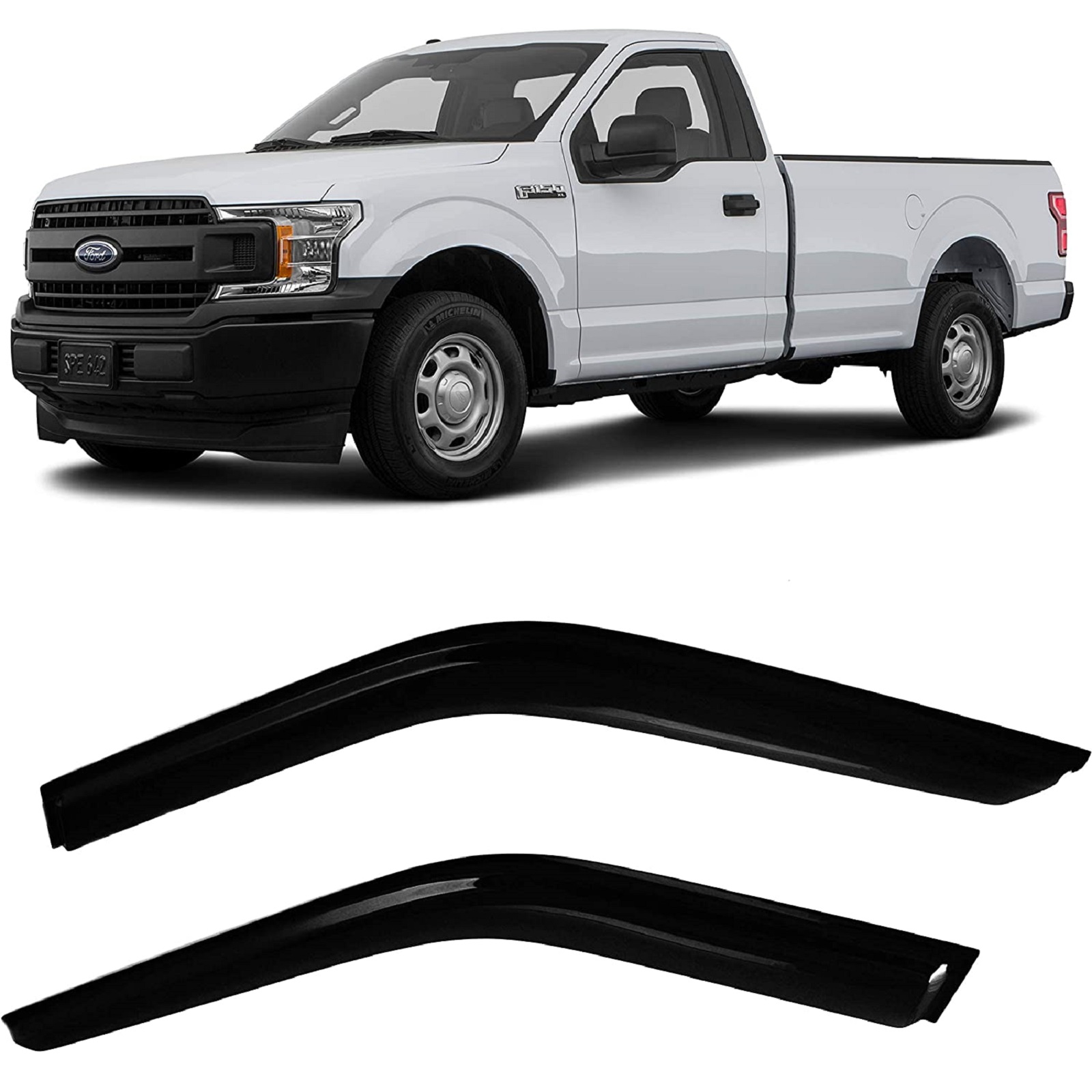 F150 Side Rear Window Deflector JSP Out-Channel Side Window Deflector Strip, Rain Guard for Ford F150 ...