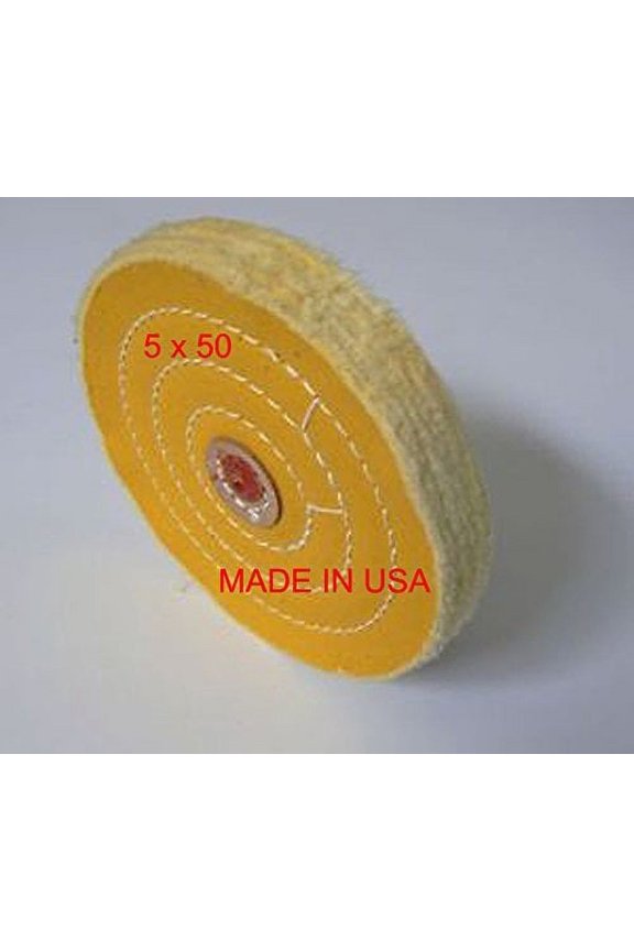 SPECIAL MUSLIN BUFF CHEMKOTE WITH SHELLAC CENTERS YELLOW 5 INCH DIAMETER X 45