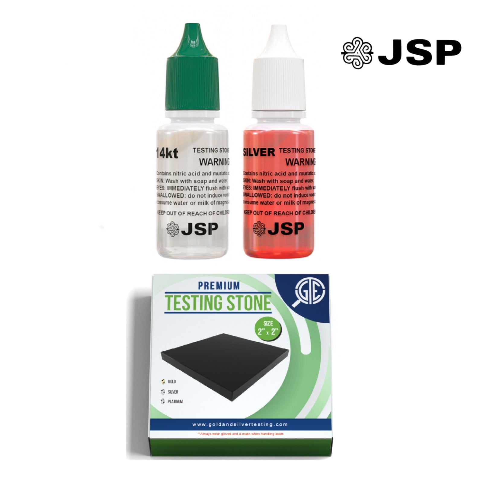 JSP and GTE GOLD/SILVER Test Acid Tester Kit 10k 14k .999 .925 Sterling