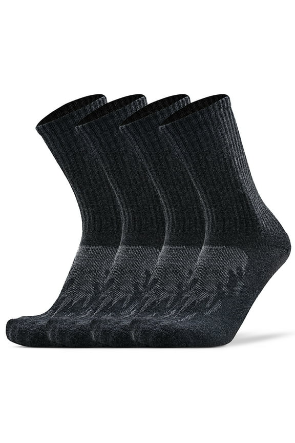 4 Pack Unisex Gym Fitness Basketball Moisture Wicking Wool Hiking Sock, Medium, Dark Gray