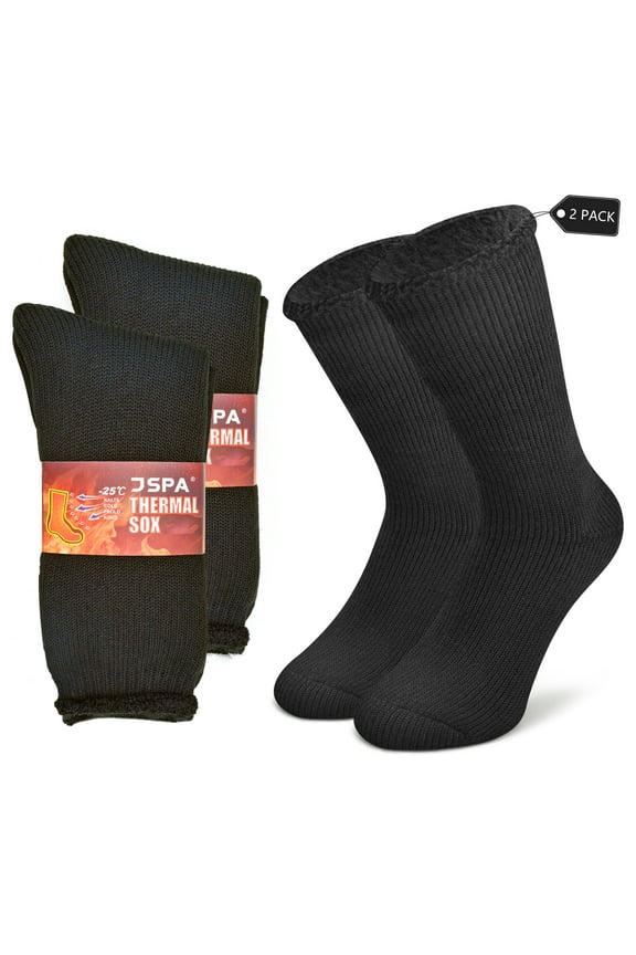 Comfy Extra Thick Winter Socks for Men Extreme Cold,Black,2 Pack,Medium