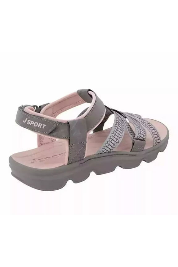 JSPORT Ladies' Strap Sandal In Grey/Pink, 11