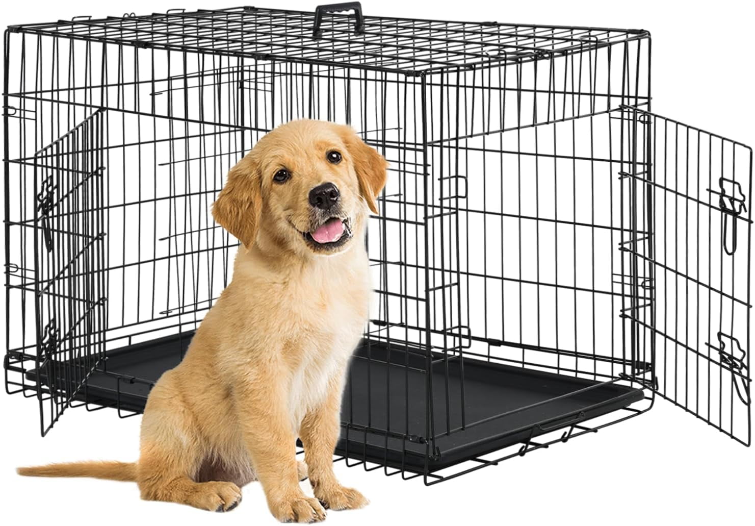 JSQ Dog Crates for Large Dogs Folding Mental Wire Crates Dog Kennels ... - Dog Crates With Netting For Outdoor