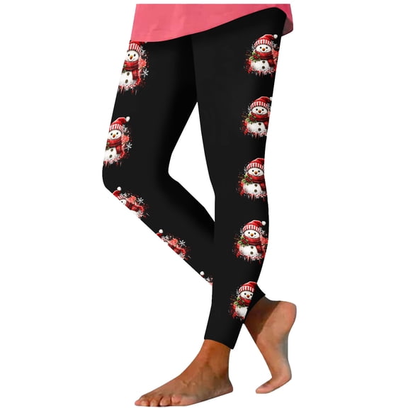 JSROAC Christmas Print Leggings for Women Buttery Soft Yoga Pants Snowflake Snowman Xmas Tree Graphic Winter Holiday Stretch Trousers Daily Lounge