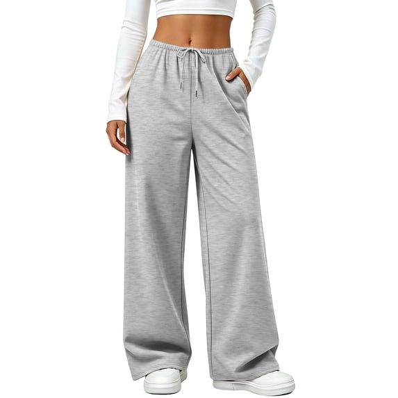 JSROAC Wide Leg Pants for Women Drawstring Elastic Waist Casual Sweatpants Soft Long Trousers with Pockets Vacation Clothes 2026 Fall Fashion
