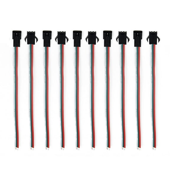 for JST SM Connector 2/3/5 Pin Male to Female Wire Harness, 10cm 22AWG LED Light Cable Adapter for RC Helicopter, LED Strip, Wall Washer - 5 Pairs(3pin-10cm)