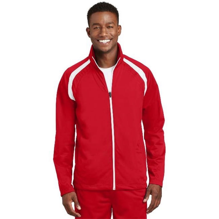 JST90 Mens Tricot Track Jacket, True Red & White - Extra Small