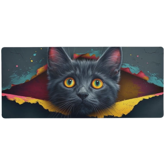 JSTEL 3d Black Cat Large Gaming Mouse Pad Big Mousepad Mice Keyboard Mat with Non-Slip Rubber Base for Computer Laptop Home & Office, 35.4 X 15.7 inch