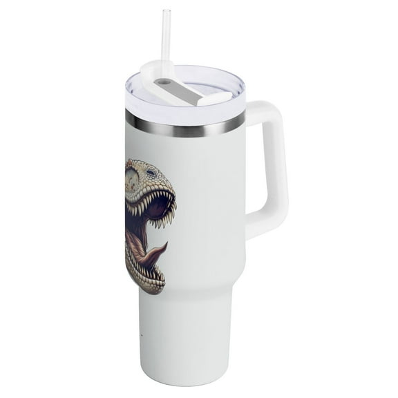 JSTEL 3d T-rex Dinosaur Dino 40 oz Tumbler Stainless Steel Water Bottle Vacuum Insulated Cup with Straw Lid & Handle For Travel Car Cup Holder
